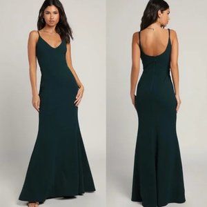 Lulus Infinite Glory Forest Green Maxi Dress, Size Large